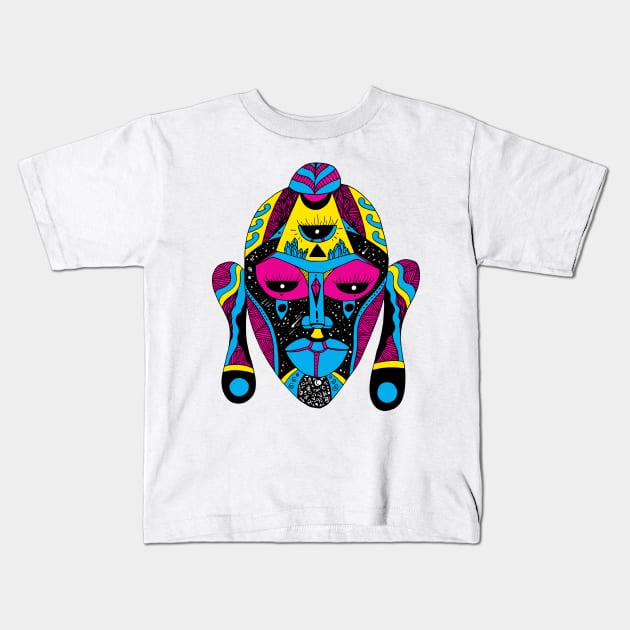 CMYK African Mask 7 Kids T-Shirt by kenallouis